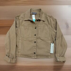 New Women's JustUSA Brown Utility Denim Jacket Size XL